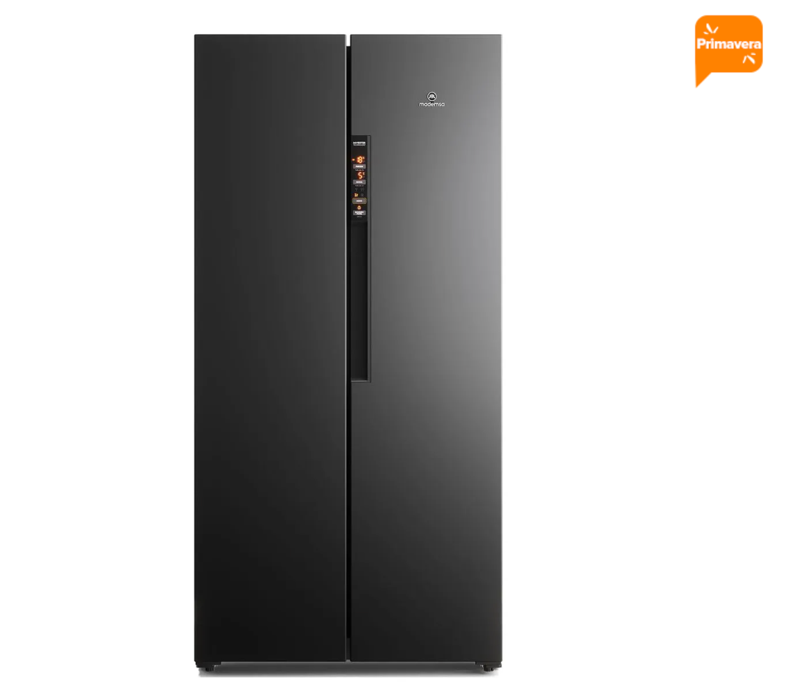 Refrigerador Mademsa 430L No Frost Side by Side Inverter Panel Digital MAS430B Negro