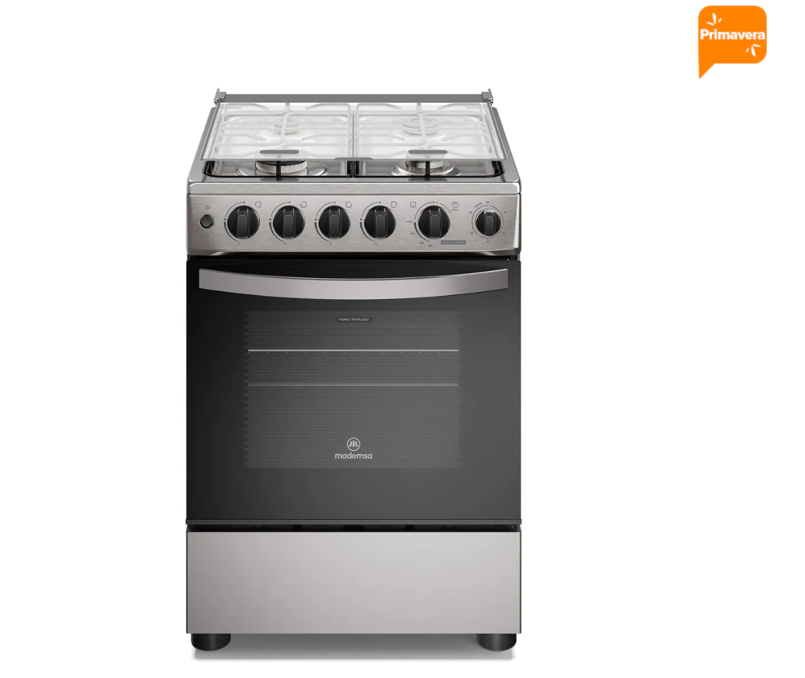Cocina a Gas 4 Platos Mademsa Horno a Vapor y Grill FM4PSC Inox