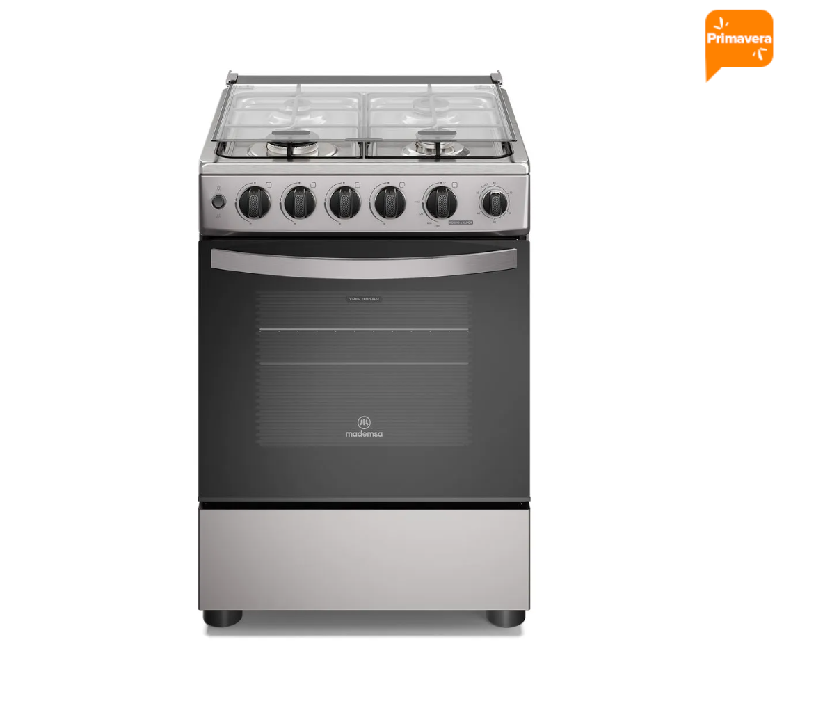 Cocina a Gas 4 platos Mademsa Horno a Vapor y Temporizador FM4TSC Silver