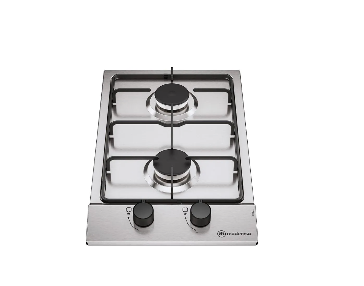 Encimera a Gas 2 Platos Mademsa Encendido Automático y Parrillas de Pletina KM2GX Inox